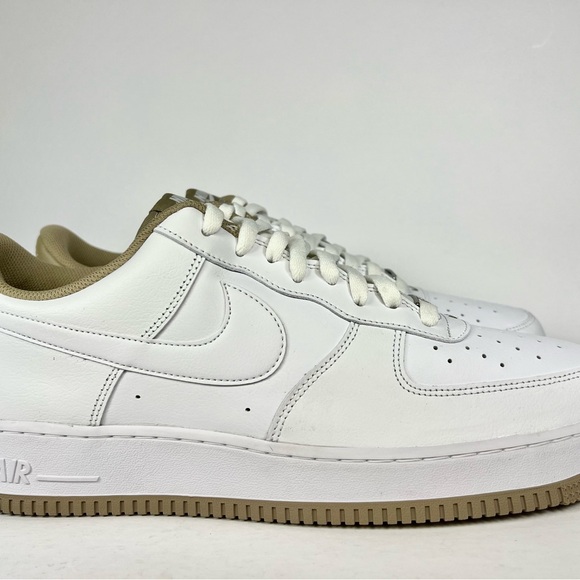 Nike Air Force 1 ‘07 Low White Khaki Men’s Sneakers Size 15 - Picture 3 of 10